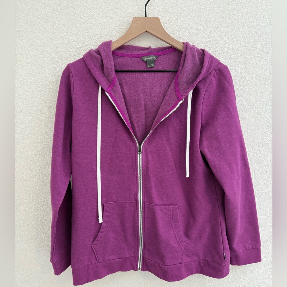 Eddie Bauer Women’s fuchsia full zip jacket with hood